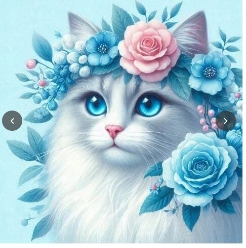 3D dimantu puzle Balts kaķis, izmērs 30 x 40 cm